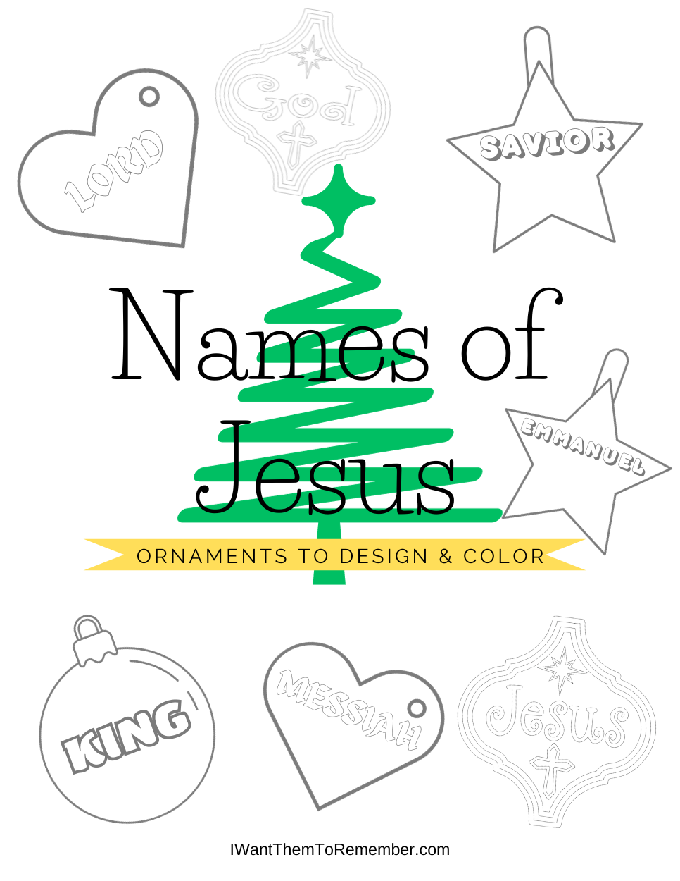 Names of Jesus Ornament Printable