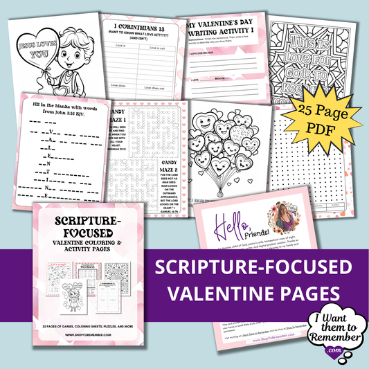 Scripture-Based Valentine Coloring and Activity Pages