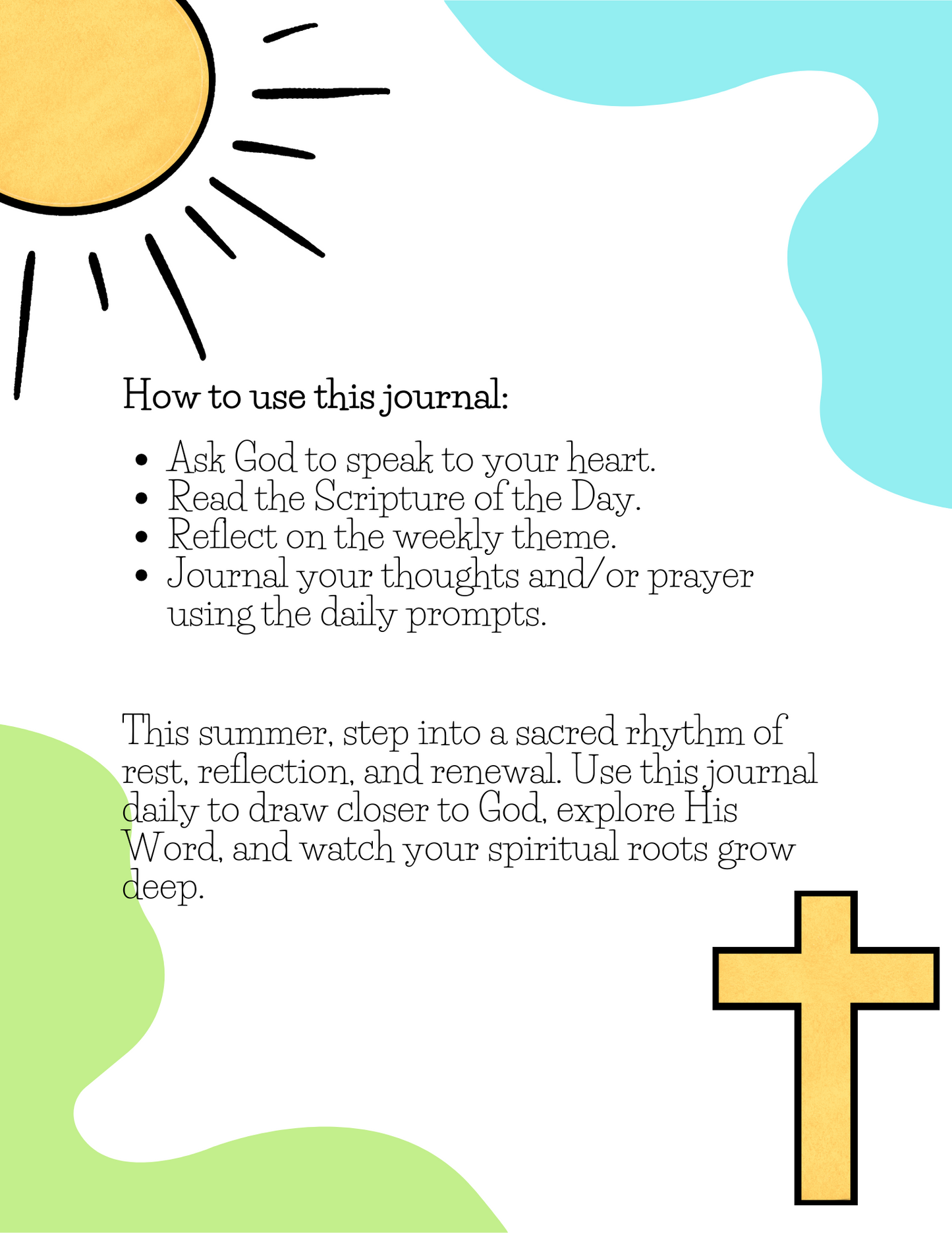 30 Day Summer Bible Study Journal Printable PDF