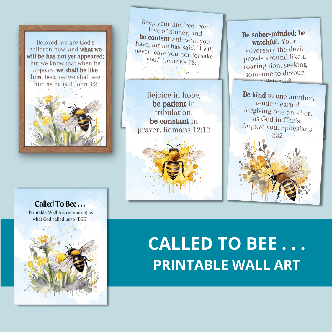 Bee Scripture Called to Bee . . . Printable Scripture Wall Decor – Shop to Remember