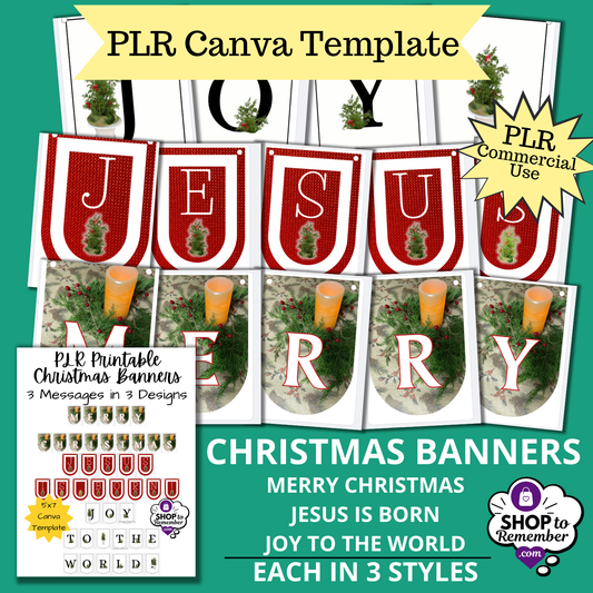 Decorative Christmas Banners Printable PLR Canva Template
