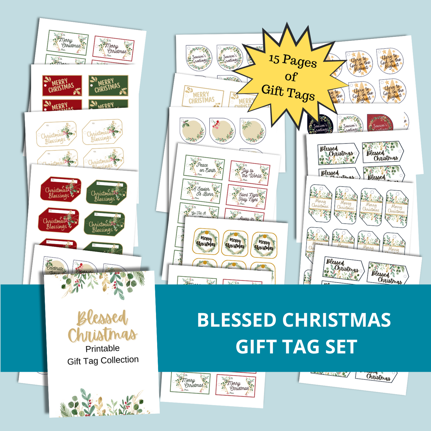 Blessed Christmas Bundle - Printable Gift Tags and Christmas Card Collection