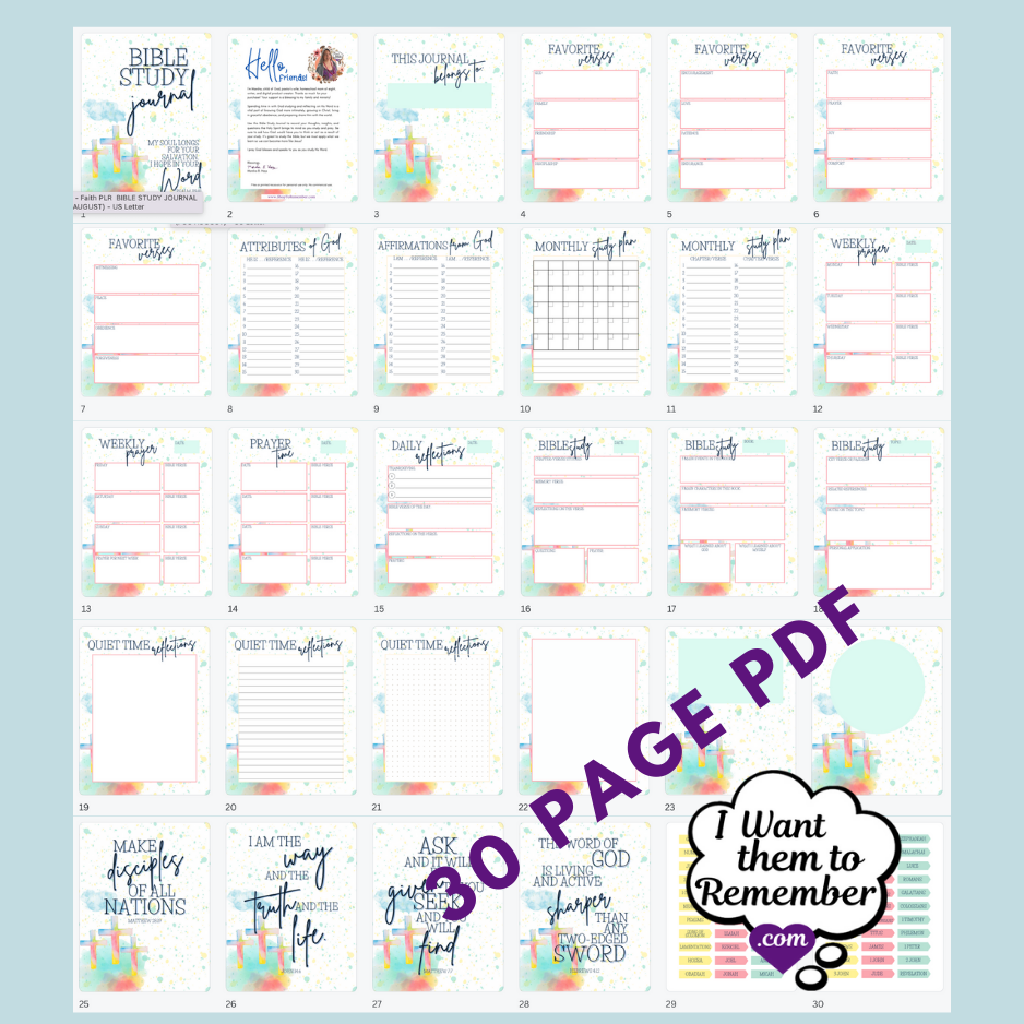 Colorful Crosses Bible Study Journal Printable PDF