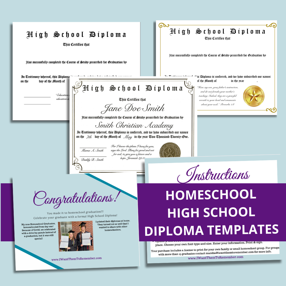 Printable High School Homeschool Diploma Templates