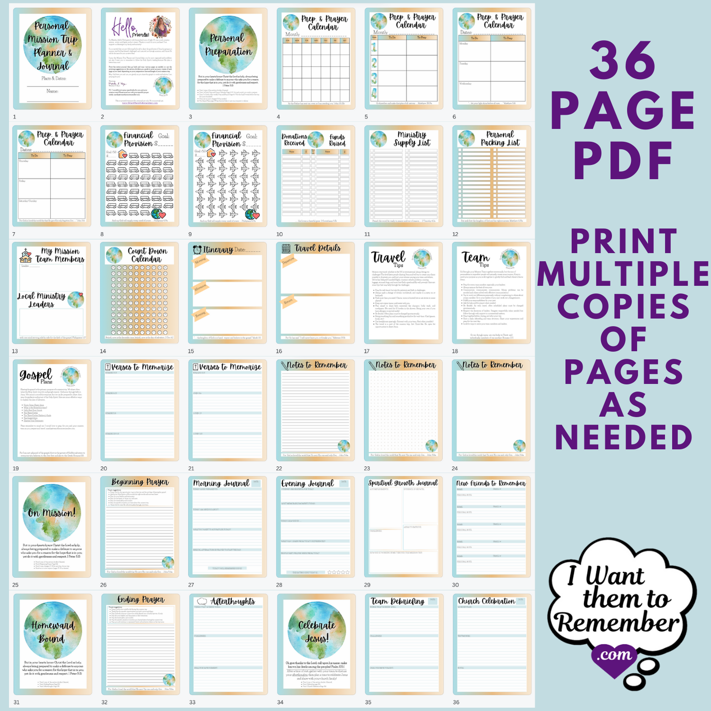 Personal Mission Trip Planner and Journal Printable PDF