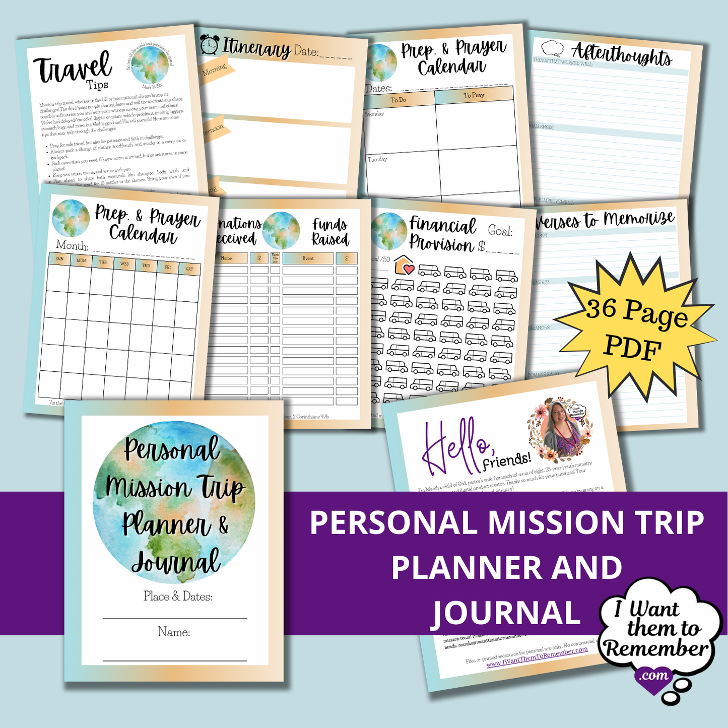 Personal Mission Trip Planner and Journal Printable PDF