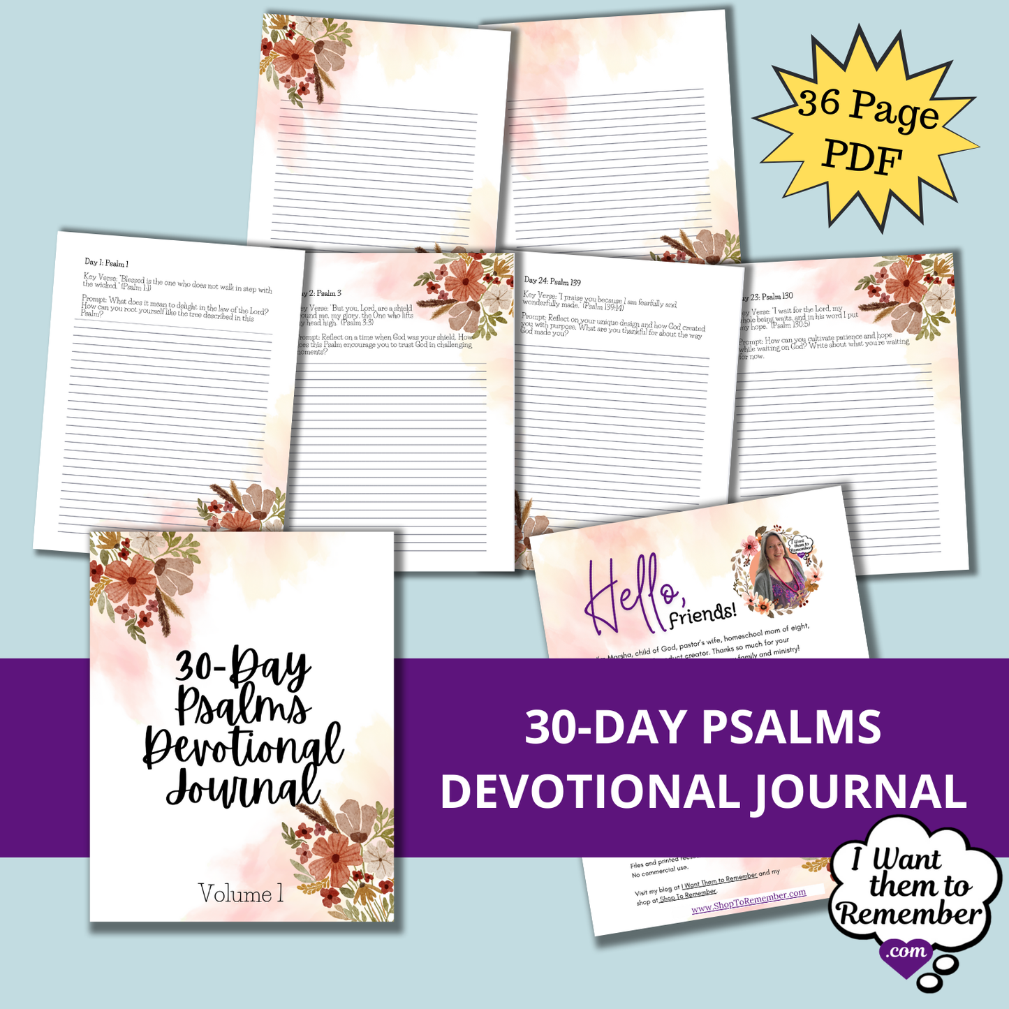 30 Day Psalms Devotional Journal Printable PDF