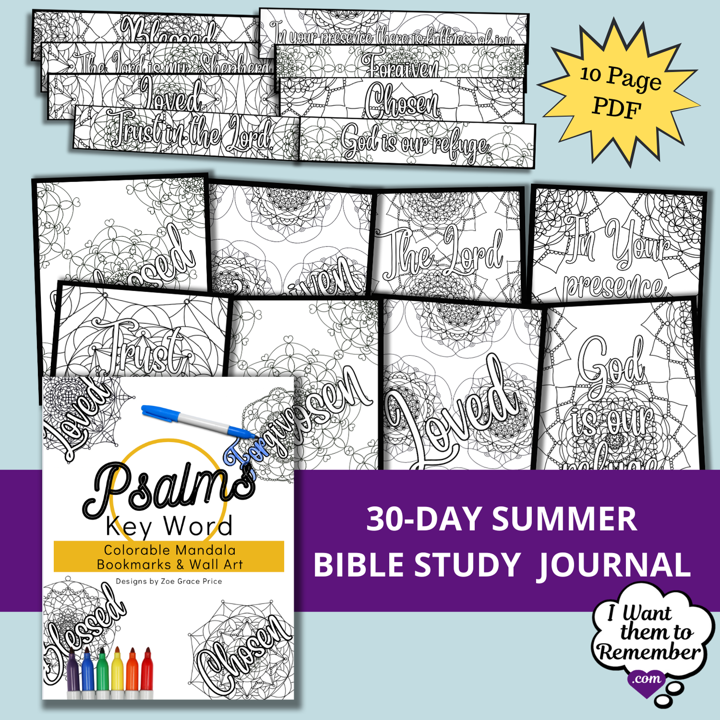 Colorable Psalms Mandala Bookmarks and Wall Art