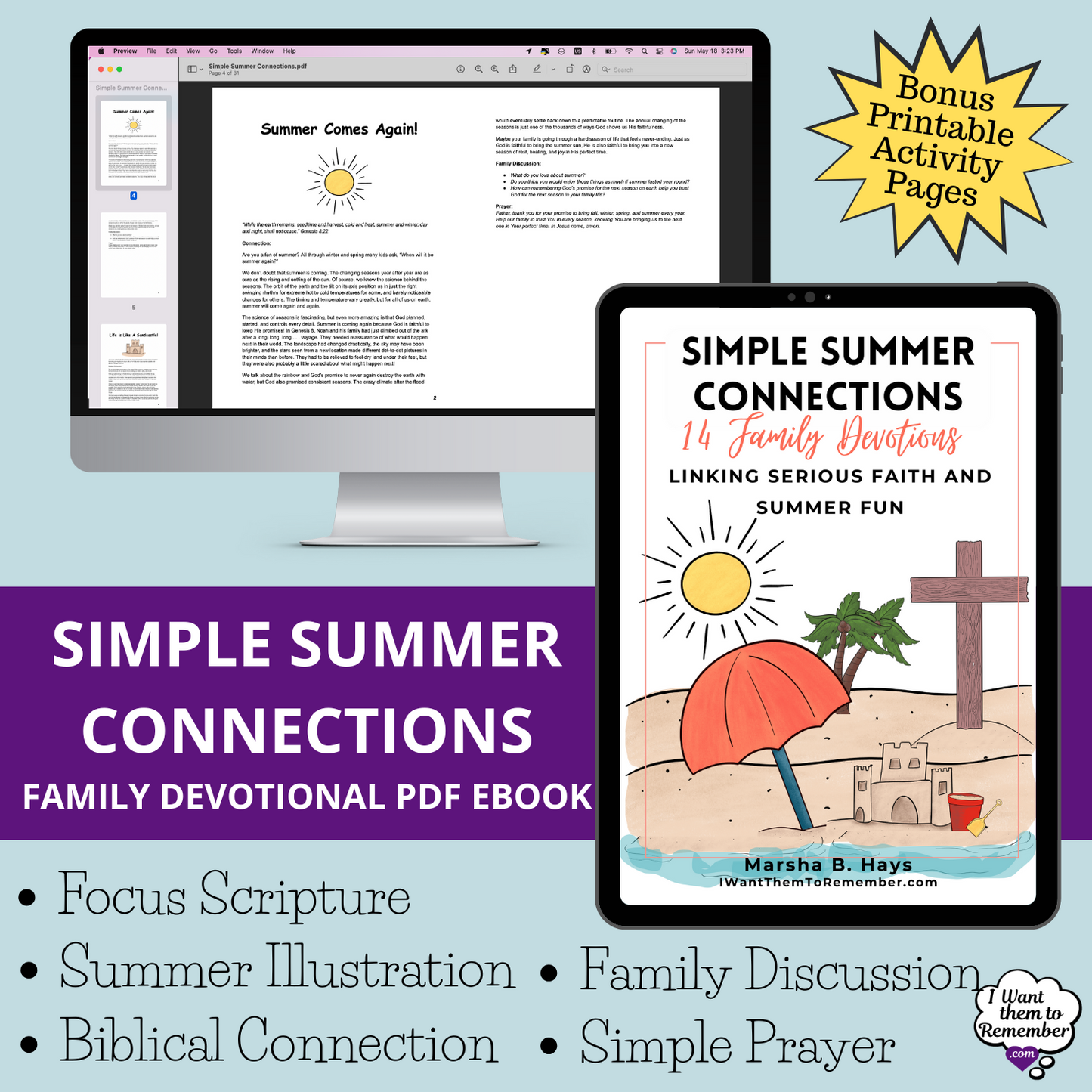 Simple Summer Connections: Family Devotions Linking Serious Faith and Summer Fun